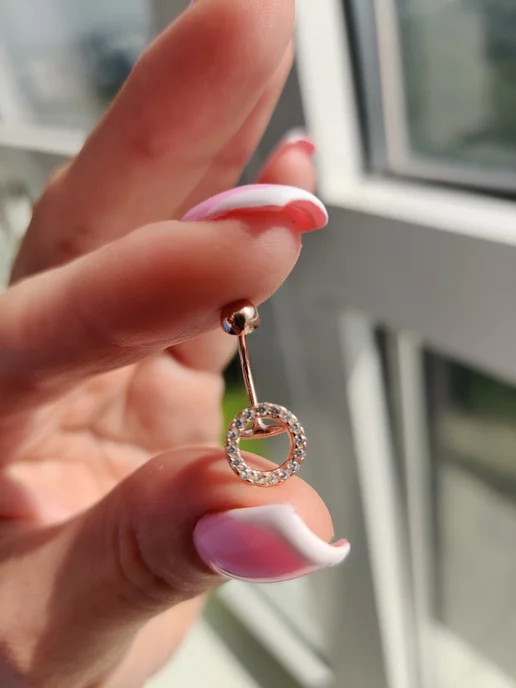 ANGELO jewelry Пирсинг серебро 925 в пупок золоченый, серебристый, фото 5