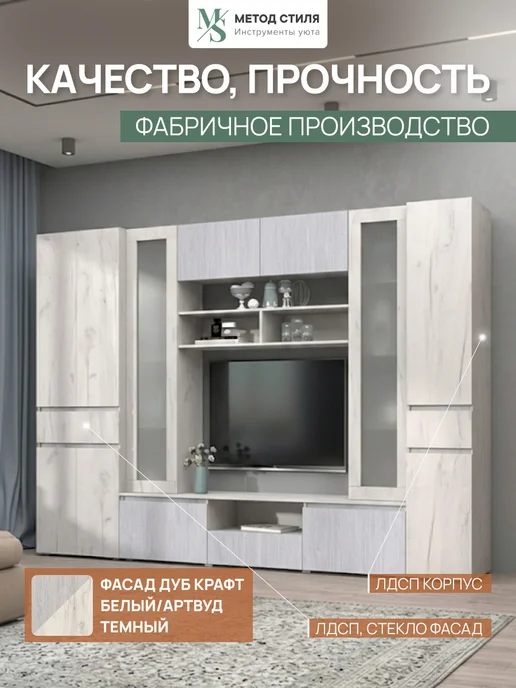 Зарон Стенка для гостиной Лиана №1, белый, фото 6