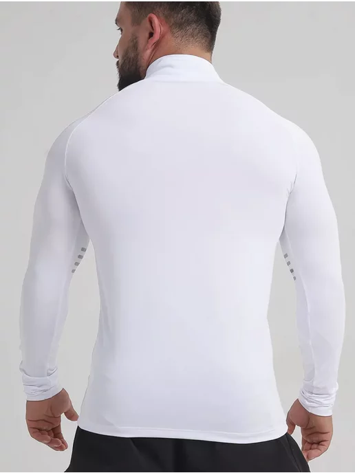 Roksport Лонгслив спортивная кофта с длинными рукавами на молнии, белый, фото 2