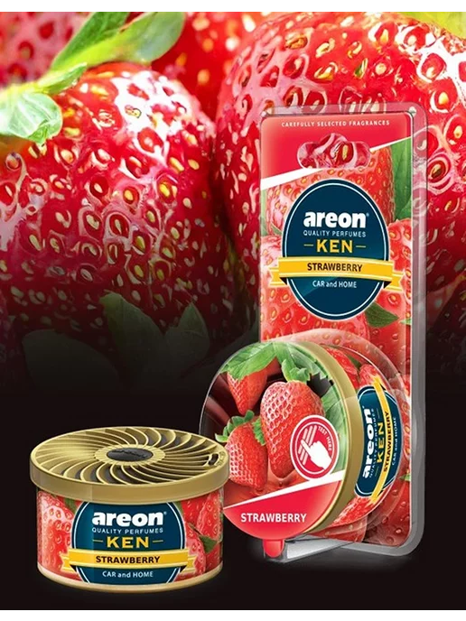 areon Ароматизатор в машину банка жестяная KEN Strawberry Клубника, вариант, фото 2