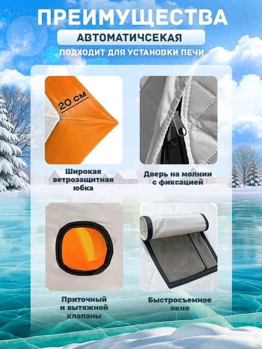 Trout Point Теплая палатка куб утепленная, зимняя 1807 1,8*1,8*2 м, вариант, фото 8