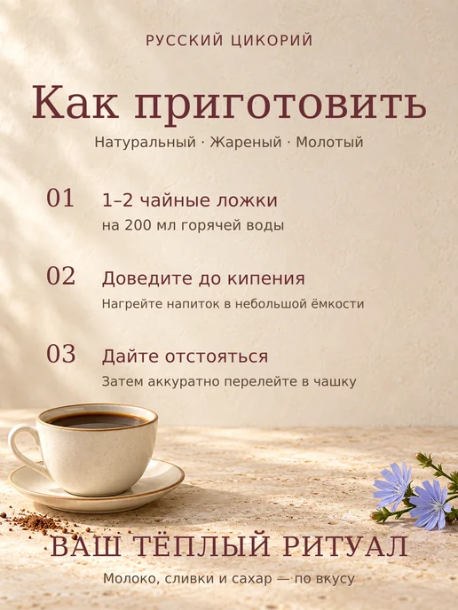 Русский цикорий Цикорий натуральный молотый 200г, 200 г, 2 шт, фото 3