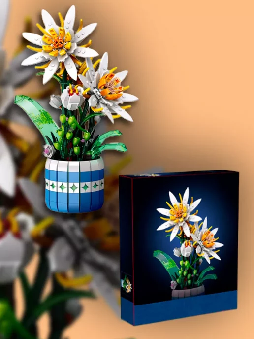 LEGO Flowers конструктор Цветы белый Эпифиллум в горшке, белый, фото 5