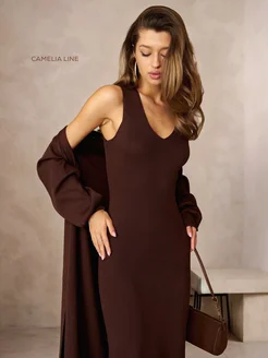 Платье лапша длинное с кардиганом Camelia line 257909048 купить за 4 143 ₽ в интернет-магазине Wildberries