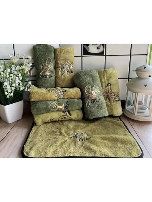 JoyGo Кухонные полотенца из микрофибры с петелькой набор, зеленый, фото 8
