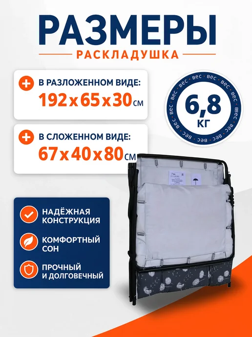 OLSA Раскладушка усиленная с матрасом взрослая, вариант, фото 2
