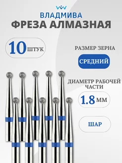 Фрезы для маникюра шар 1,8 мм, синий