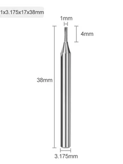Фреза прямая двухзаходная 3,175х1х4х38 мм