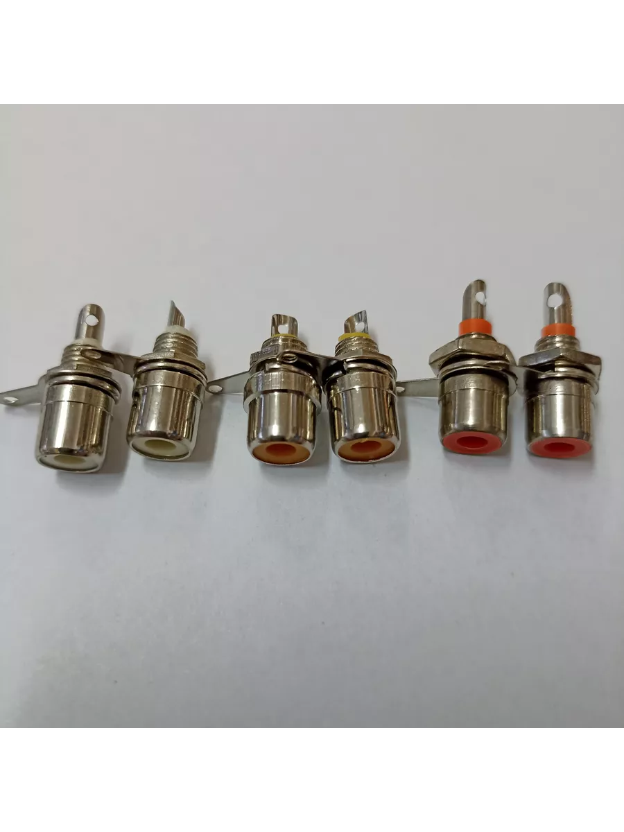 Разъем RCA (тюльпан) гнездо (белый, жёлтый, красный) 6шт