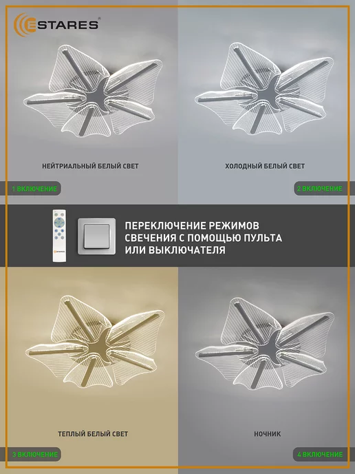 Estares Люстра потолочная светодиодная в гостиную и спальню, вариант, фото 3