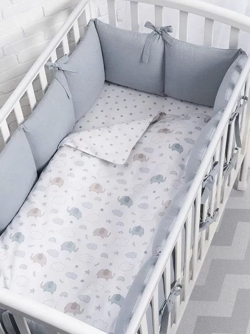 Perina Постельное белье детское комплект в кроватку Fancy 3пр, голубой, фото 3