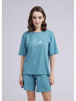 Пижама с шортами хлопок CLEVER WEAR 258272351 купить за 2 125 ₽ в интернет-магазине Wildberries