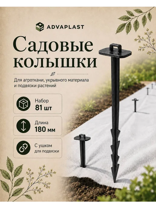ADVAPLAST Колышки садовые для крепления и подвязки растений 41 шт, 81 шт