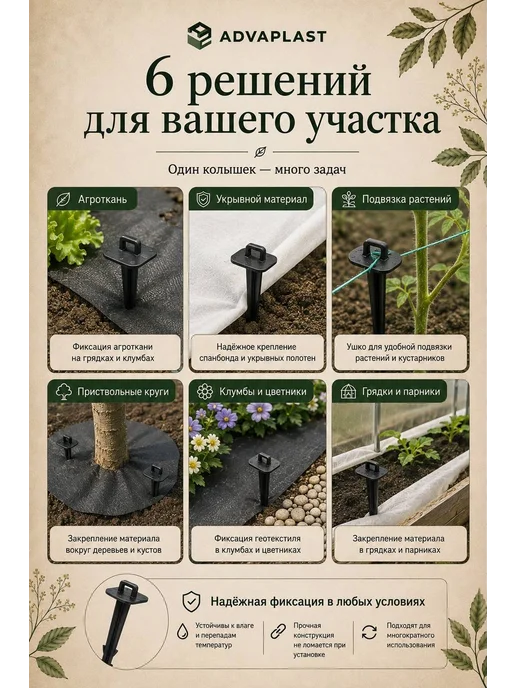 ADVAPLAST Колышки садовые для крепления и подвязки растений 41 шт, 81 шт, фото 3