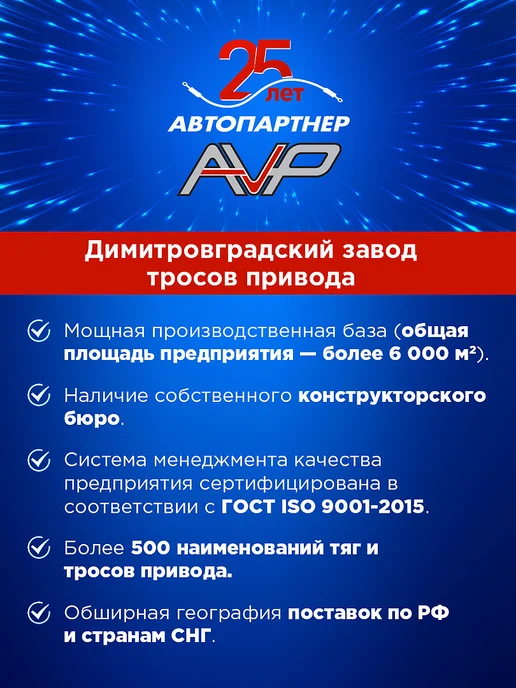 AVP Автопартнер Трос газа на двиг 409 для УАЗ 452 и модиф, L=2000мм, вариант, фото 7