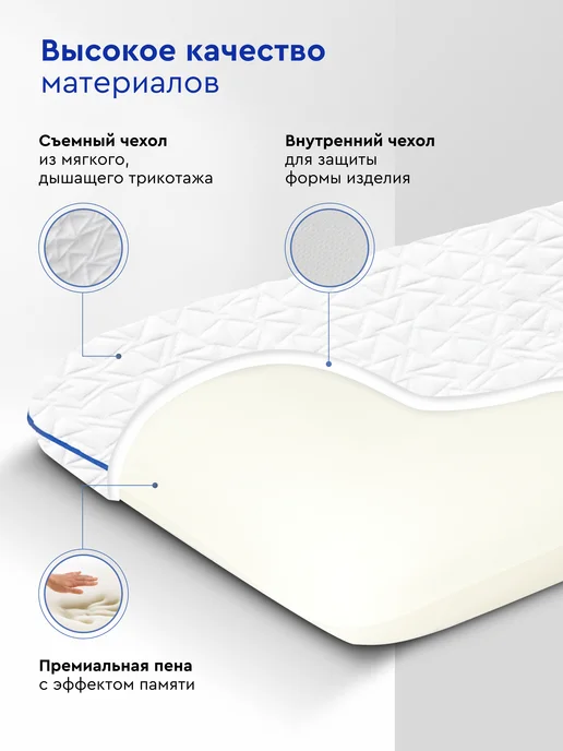 LEROY Ортопедическая подушка для сна Anatomy 40x60, высота 14 см, 38x58, фото 4