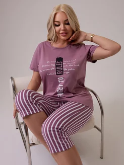 Пижама с бриджами трикотажная ROSE Pajamas 258477656 купить за 643 ₽ в интернет-магазине Wildberries