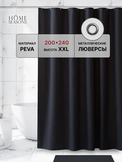 Водоотталкивающая штора для ванной черная, 200х240 см Home Seasons 258493233 купить за 594 ₽ в интернет-магазине Wildberries