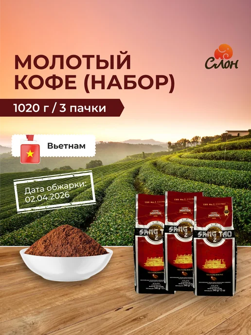 TRUNG NGUYEN Вьетнамский кофе молотый Sang Tao №1 (3 по 340г) - 1020г, 340 г, 1,02 кг, №2
