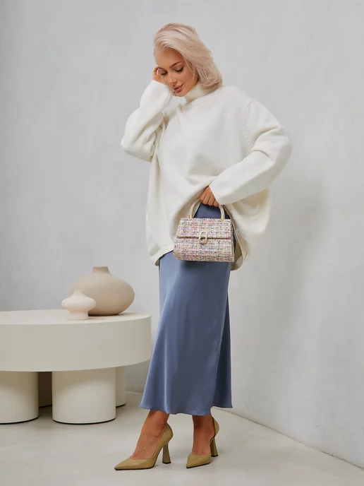ELNIKS BAGS Сумка клатч маленькая через плечо, голубой, фото 5