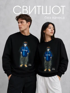 Свитшот с принтом без начеса