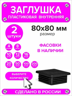 Заглушка для профильной трубы 80х80 мм Домик, 2 штуки