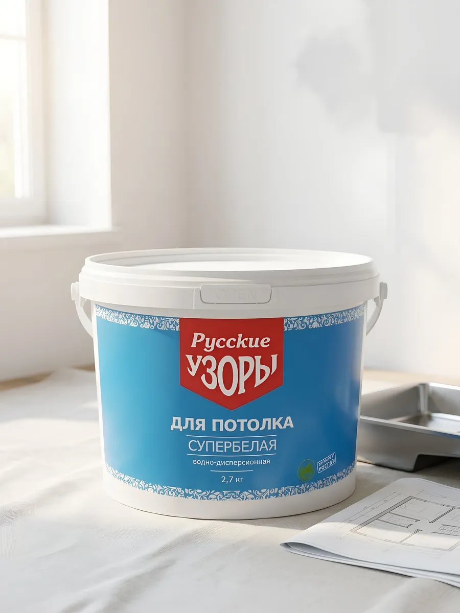 Краска для потолка водно-дисперсионная матовая супербелая