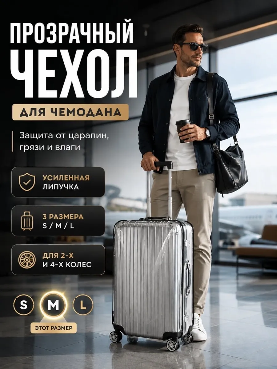 Чехол для чемодана м плотный прозрачный