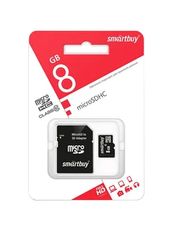 Карта памяти Micro SD 8GB Smart Buy с адаптером SD