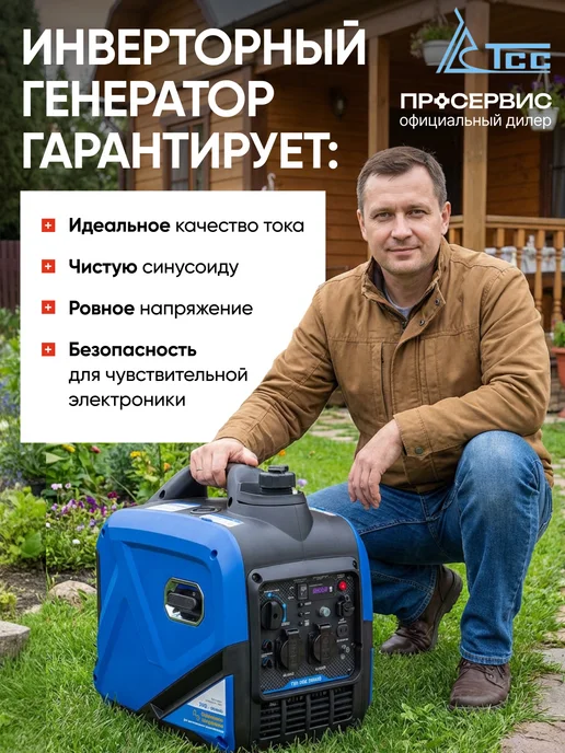 ТСС Генератор бензиновый 3 кВт SGG 3000Si инверторный, синий, фото 2