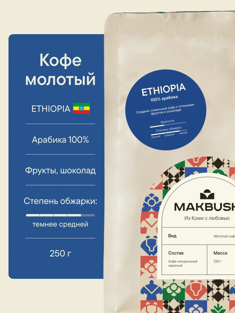 Кофе молотый ETHIOPIA 250 гр, Арабика 100%, для турки
