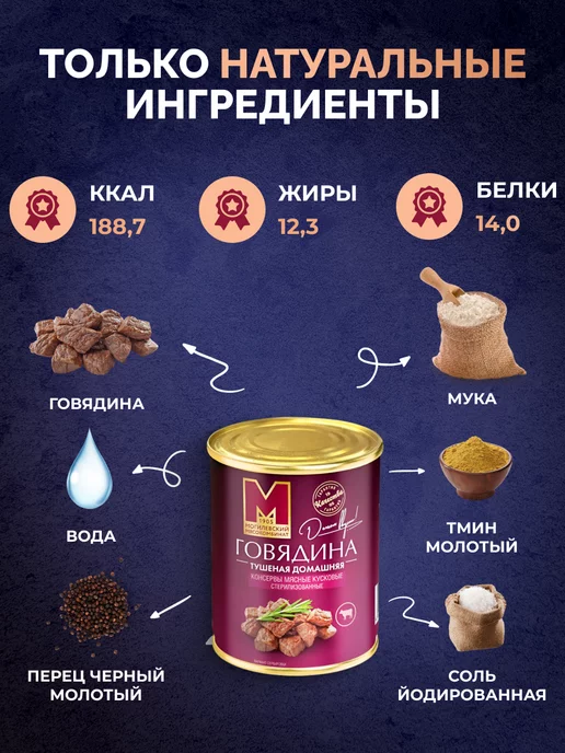 Могилевский мясокомбинат Тушеная говядина домашняя ТУ, 12шт, 12 шт, фото 2