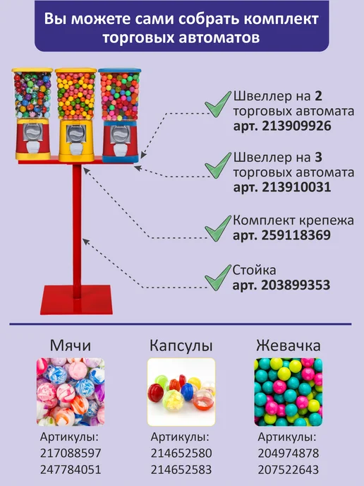Gumballs Механический торговый автомат для жевачки, 2x50 коп РБ, 2x50, фото 5