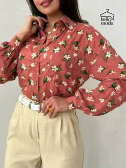 Хлопковая рубашка летняя с длинным рукавом HELLO MODA! 259180486 купить за 2 065 ₽ в интернет‑магазине Wildberries