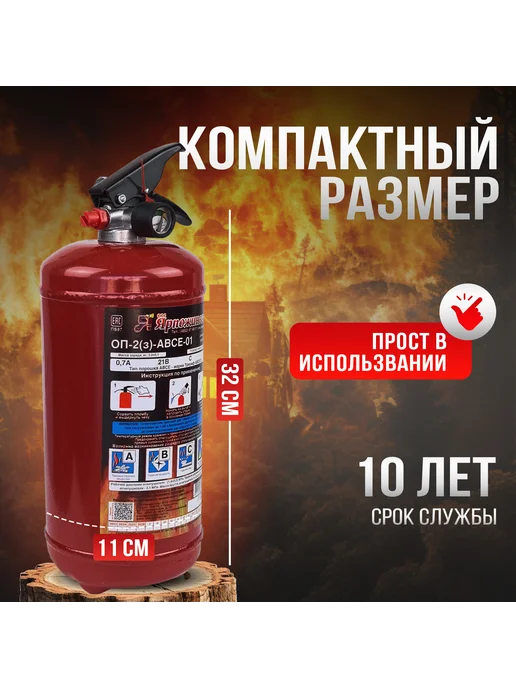 ЯРПОЖИНВЕСТ Огнетушитель автомобильный 2026 года порошковый ОП-2 АВСЕ, 2026 года ОП-2, фото 3