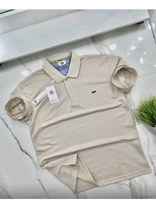 HANDT SHOP Футболка поло с коротким рукавом, бежевый, фото 2