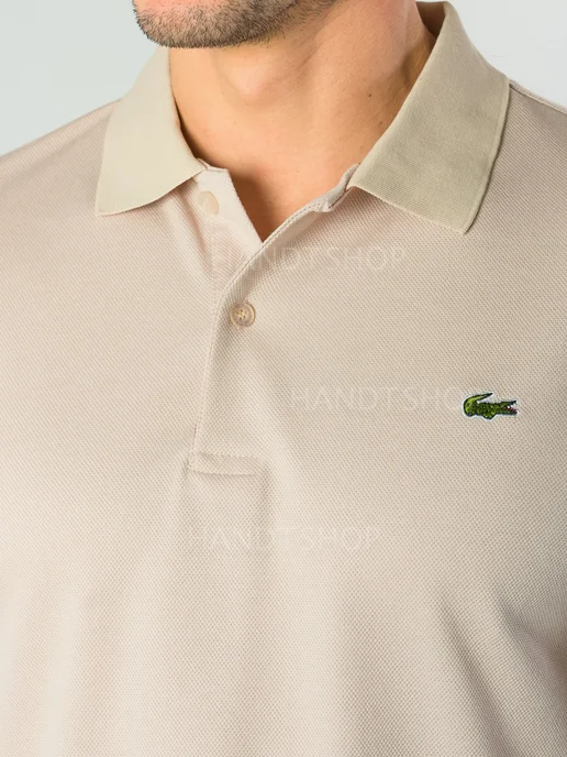 HANDT SHOP Футболка поло с коротким рукавом, бежевый, фото 3