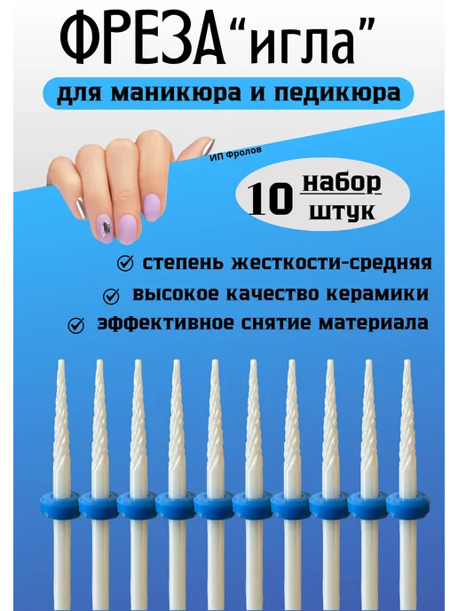 EXPREMIX Керамическая фреза "Игла", острая, синяя, 10шт, 10 шт