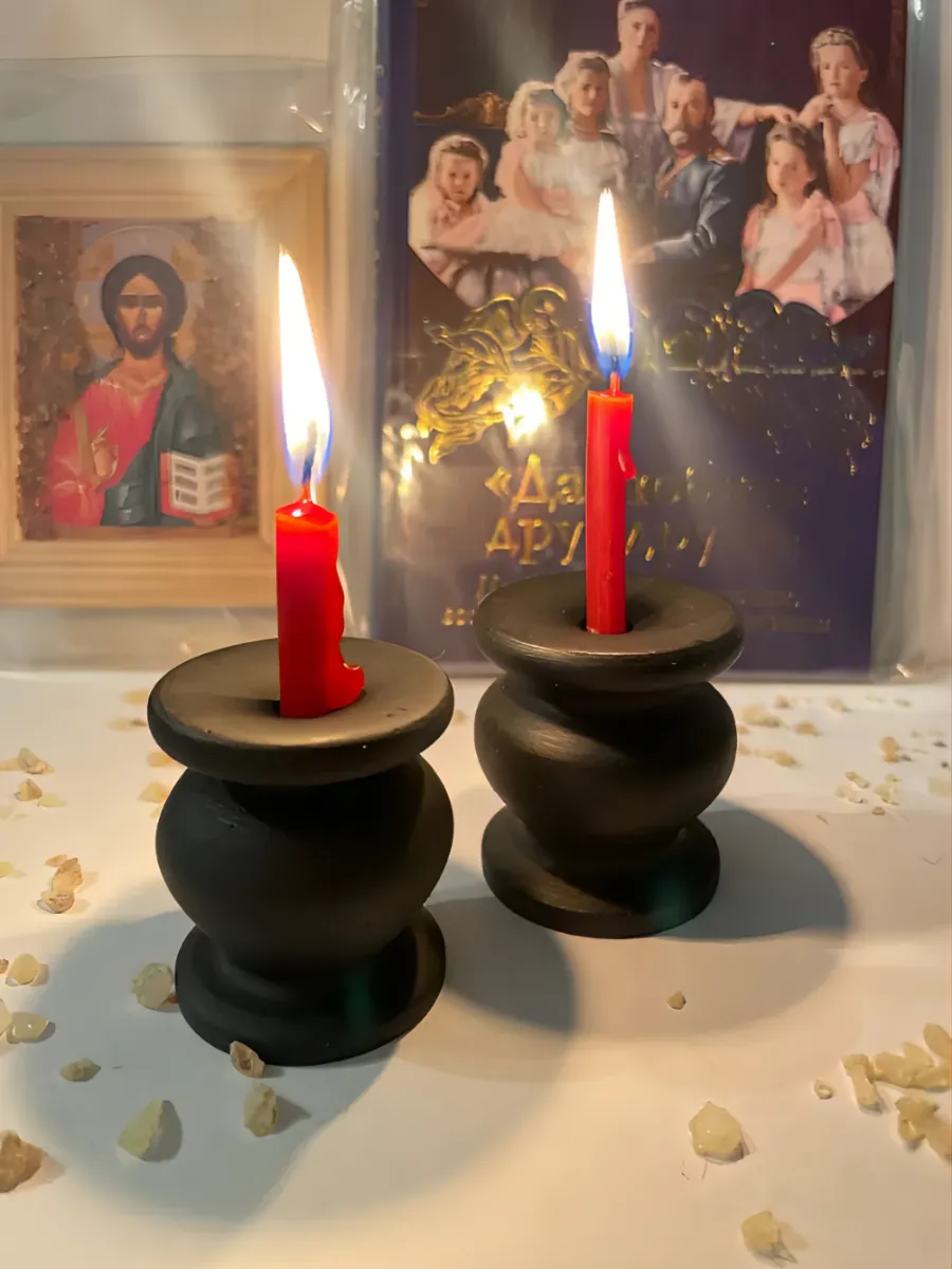 Подсвечник для церковной свечи из гипса, d=8 мм - 2 шт.