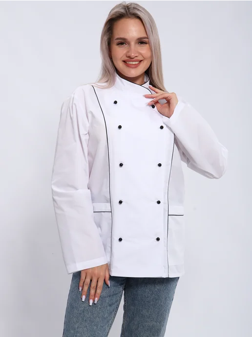 Umix Китель поварской куртка рабочая, черный, фото 2