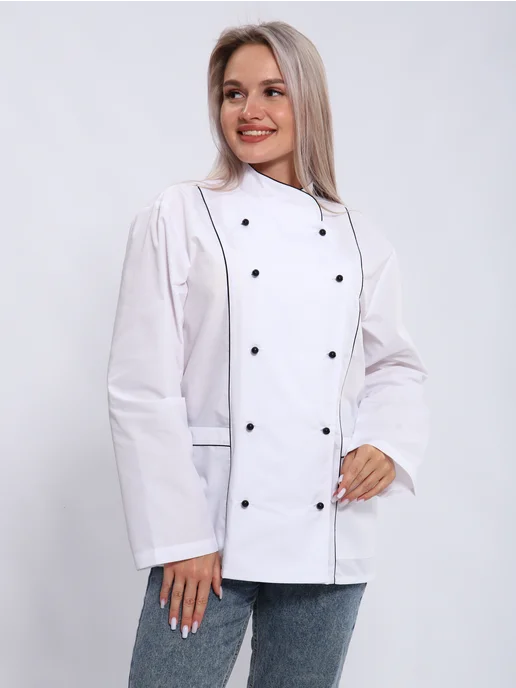 Umix Китель поварской куртка рабочая, черный, фото 3