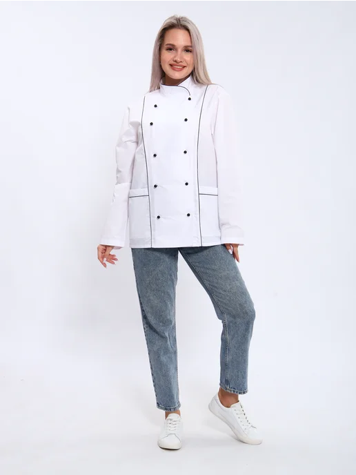 Umix Китель поварской куртка рабочая, черный, фото 4