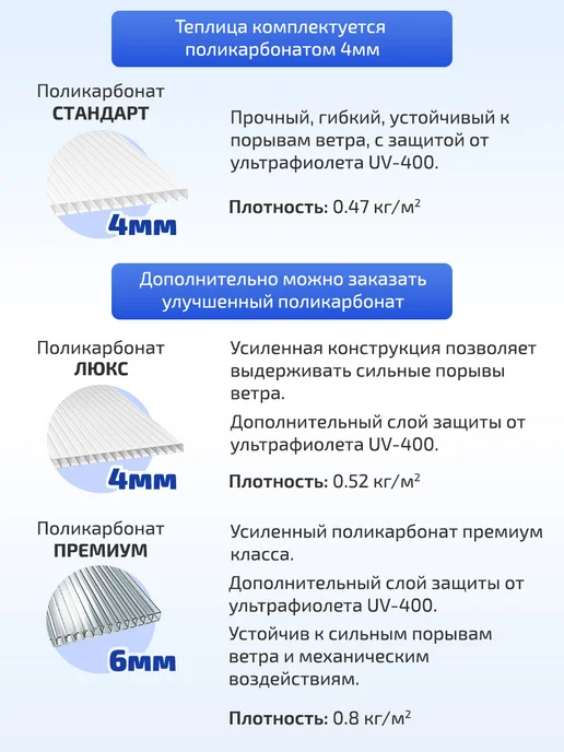 TEPLITSA-RUS Теплица Арочная из Поликарбоната 3.5х6м Боярская Люкс, вариант, фото 6