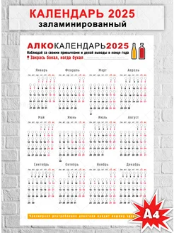 Ламинированный настенный календарь 2025 Алкокалендарь