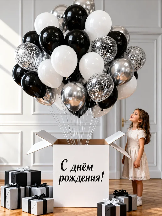 Шарти Набор воздушных шаров Фотозона для праздника, черный, фото 3