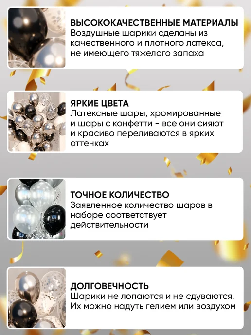 Шарти Набор воздушных шаров Фотозона для праздника, черный, фото 6