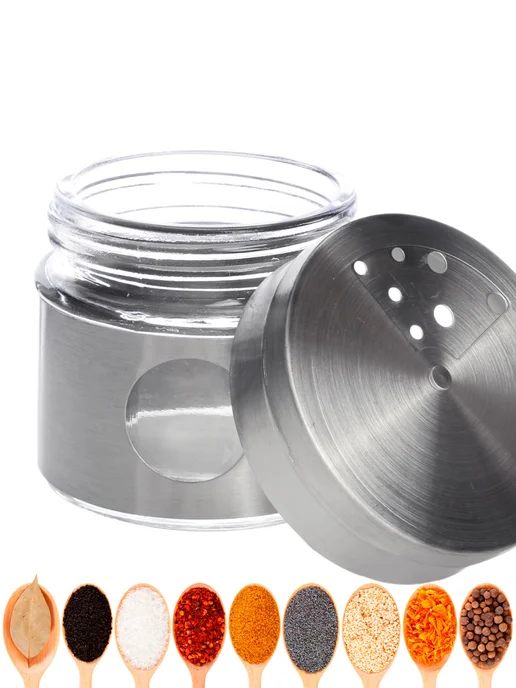 Набор для специй на стол на подставке стекло нержавейка 3 шт - фото 11