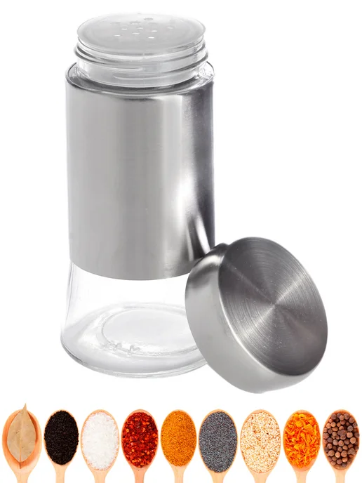 Набор для специй на стол на подставке стекло нержавейка 7 шт - фото 11