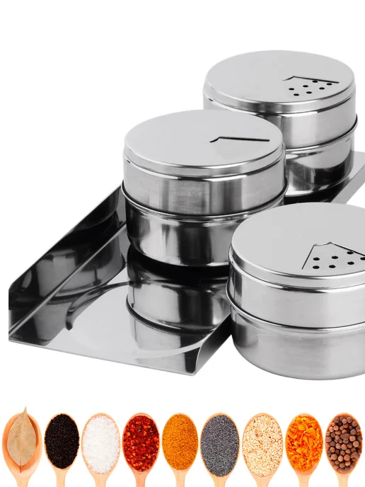 Набор для специй на стол на подставке стекло нержавейка 3 шт - фото 10