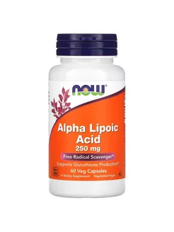 альфа-липоевая кислота, Alpha Lipoic Acid 250 мг, 60 капсул